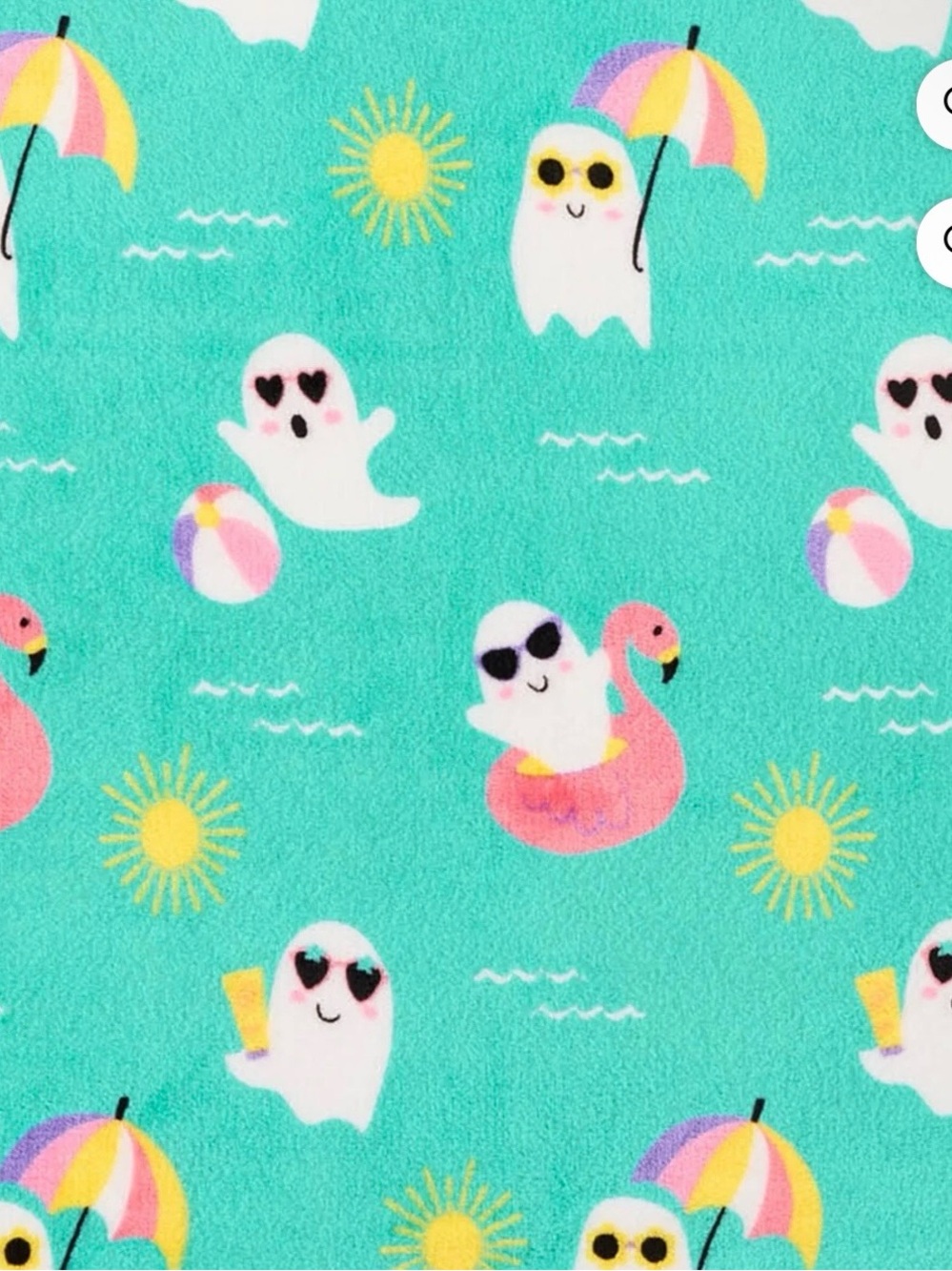 Summerween Turquoise Ghosts Ocean Vibes Sunshine Plush Throw 50x60 - Picture 2 of 4